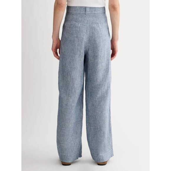 Everlane The Linen Way-High Drape Pant White/Blue Size 2 NWT - Picture 4 of 11